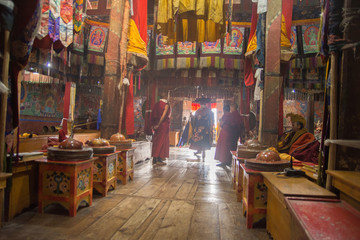 Fototapeta na wymiar Buddhist puja ceremony in tikshey monastery, ladakh