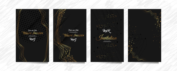 Black and gold design dark background abstract shiny color golden luxury lines template premium
