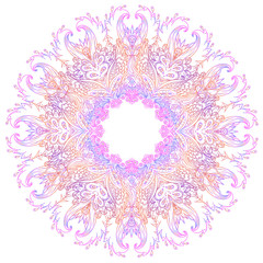 Mandala. Vector ornamental design element, ethnic art, patterned Indian paisley. Hand drawn illustration. Invitation element. Tattoo, astrology, alchemy, boho and magic symbol.