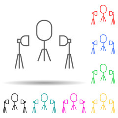 studio lighting multi color style icon. Simple thin line, outline vector of spotlight icons for ui and ux, website or mobile application