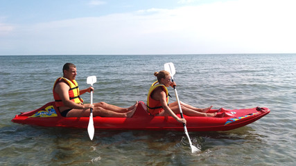 People ride a boat, on canoe, Kayaking