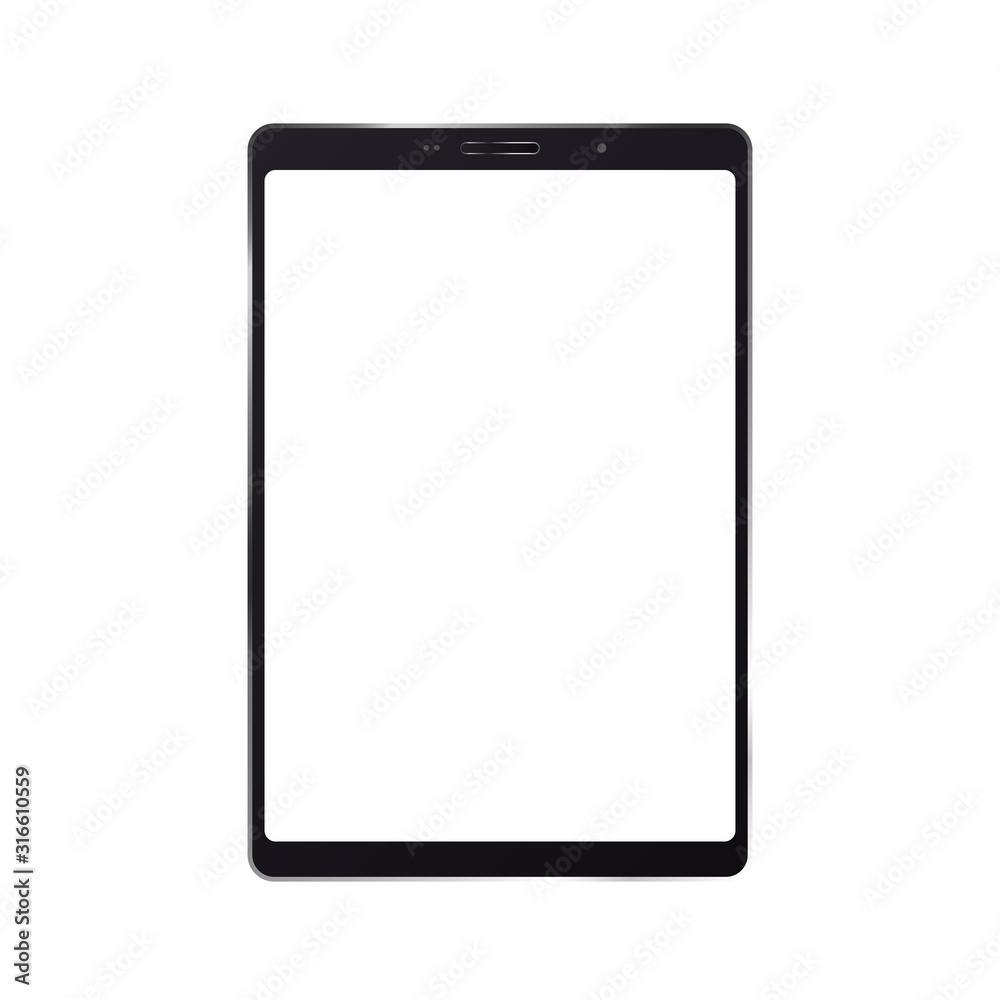 Aufkleber black tablet with white screen new version in trendy thin frame - for stock