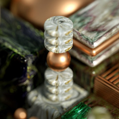 Modern minimalism futuristic background with cubes and balls. 3d illustration, 3d rendering.