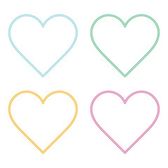 Heart Icon Vector with Four Color Variations