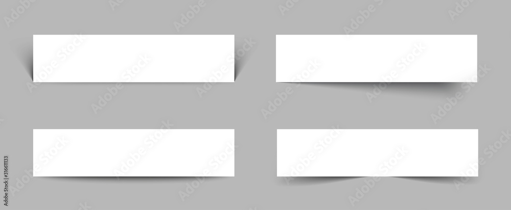 Poster four blanks of paper with different shadows lie on a gray background. set paper pages, mockup, sheet