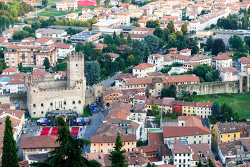 Fototapeta premium MAROSTICA, ITALY View from Pausolino Hill and the Upper Castle.
