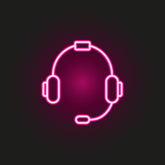 Call center headphone neon style icon. Simple thin line, outline vector of telecommunication icons for ui and ux, website or mobile application