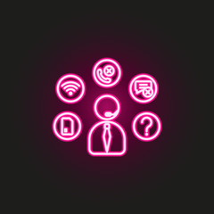 Customer problems neon style icon. Simple thin line, outline vector of telecommunication icons for ui and ux, website or mobile application