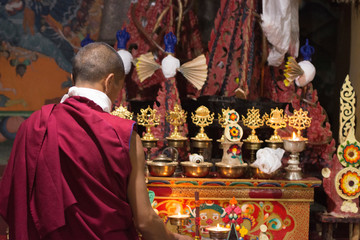 Buddhist monks in Tikshey monastery, Ladakh, India