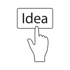 Hand push button Idea on white background