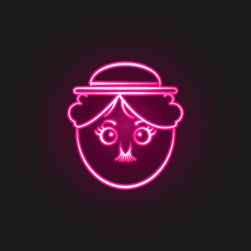 recommend clip art: Pantomime actor neon style icon. Simple thin line, outline vector of theatre icons for ui and ux, website or mobile application
