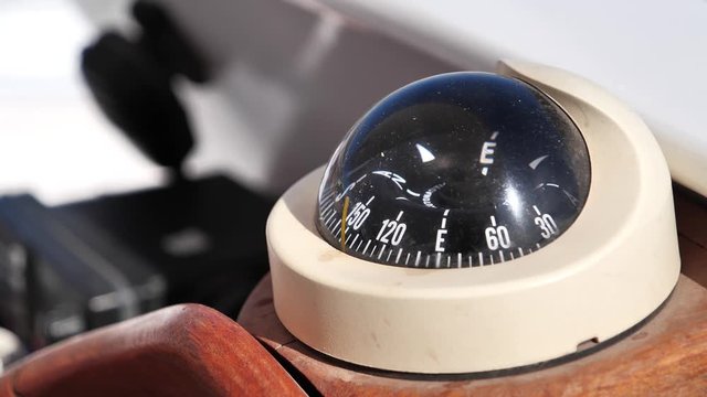 Naval compass on the cruise ship