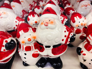 Christmas and New Year's Decorations. Ceramic Santa Claus Figurine Toys 