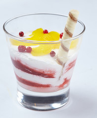 dessert with fruits on the white background