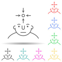 focus on mind multi color style icon. Simple thin line, outline vector of what is in your mind icons for ui and ux, website or mobile application