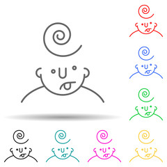confuse on mind multi color style icon. Simple thin line, outline vector of what is in your mind icons for ui and ux, website or mobile application