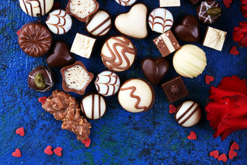 Chocolates Pralines and Roses Perfect Combination for the Woman You Love. Valentines Day