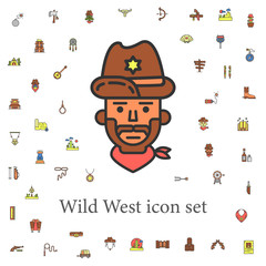avatar cowboy colored icon. wild west icons universal set for web and mobile