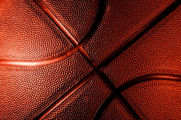 Foto op Plexiglas Closeup detail of basketball ball texture background. Lush Lava color Banner Art concept © Augustas Cetkauskas
