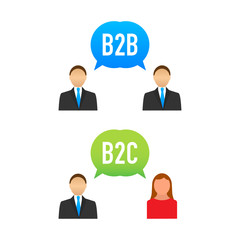 B2B and B2C icon, business to business concept and business to client. Vector stock illustration.