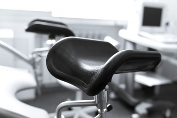 gynecologist chair, close-up of the footrest a