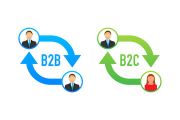 B2B and B2C icon, business to business concept and business to client. Vector stock illustration.