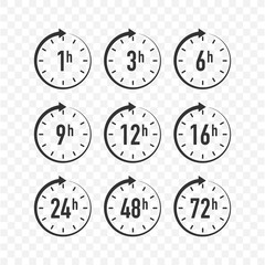 Fototapeta premium Clock arrow. Work time effect or delivery service time. Vector stock illustration.