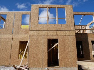 Wood frame home under construction