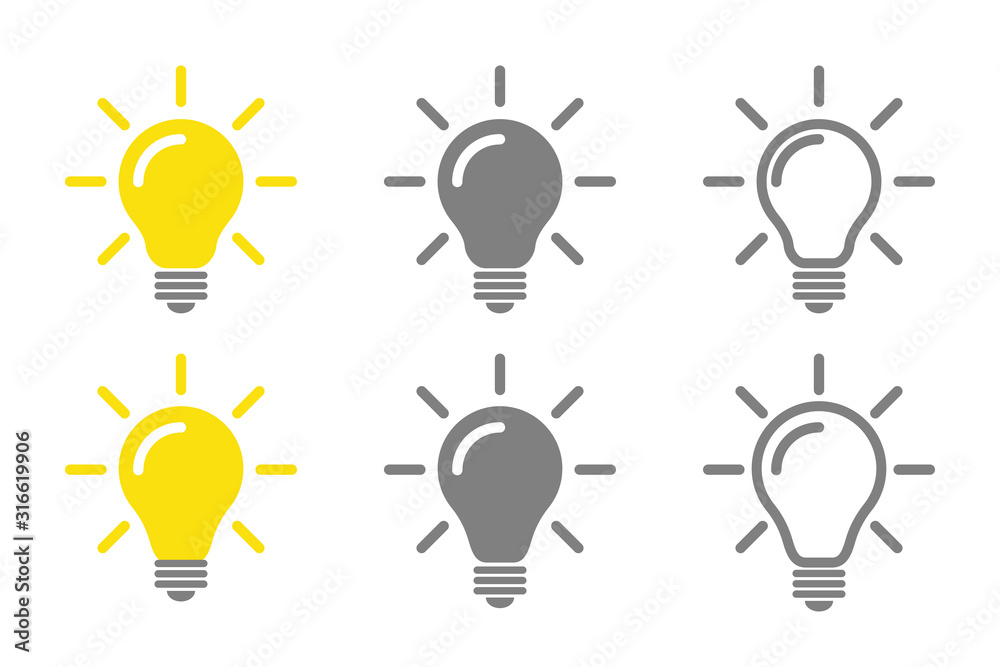 Poster set of bulbs idea concept isolated vector