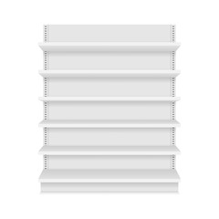 Empty store shelves isolated on background. Retail shelf art design. Vector stock illustration.