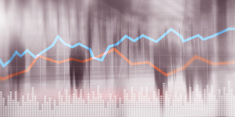 Stock market or forex trading graph. Trading Investment concept. Blue and red line