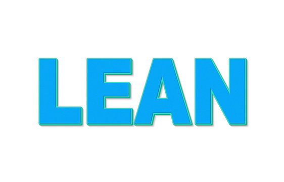 word lean in blue rubber letters on white background 3d