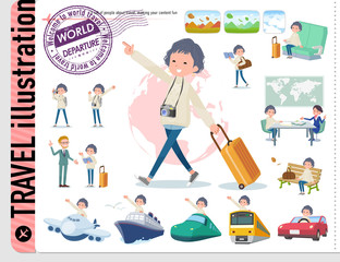 flat type White cable knit women_travel