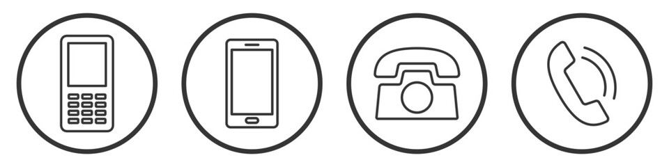 Set of vector phone icons. Contact us linear icon.