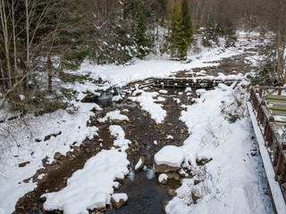 river in winter Carpathians