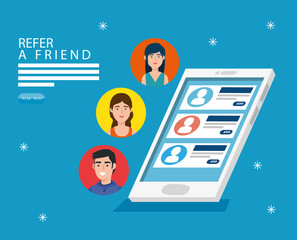 refer a friend and smartphone with chat