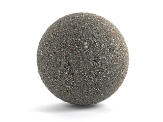 3D rendering of concrete sphere on white background