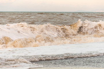 High wave view in stormy sea