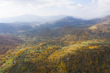 Gombori pass, Georgia country. Autumn. Drone shooting