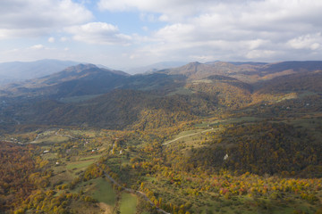 Gombori pass, Georgia country. Autumn. Drone shooting