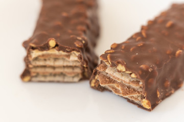 chocolate bar on white background