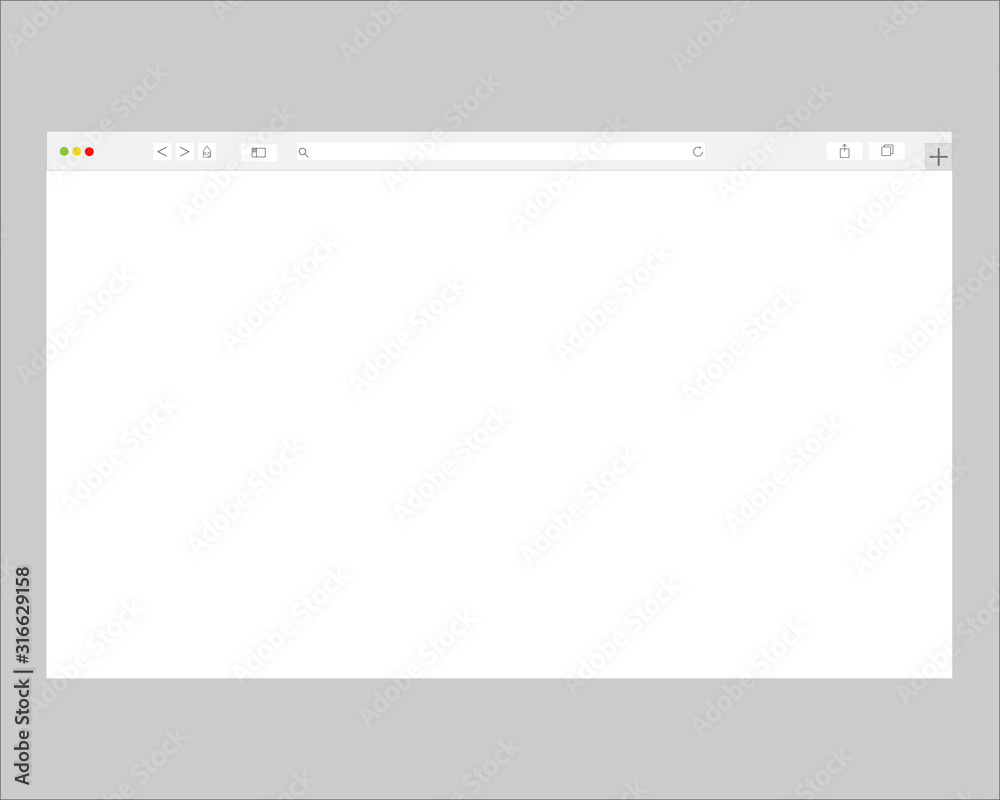 Wall mural browser window design isolated on light background. web window screen layout. concept of blank inter