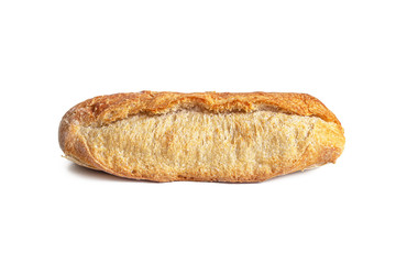 Side view of a French mini baguette with a crispy crust