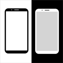 Mobile Phones. Flat style. Smartphone icon vector illustration isolated on black - white background. 10 eps