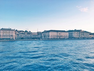 City view of Trieste at sunset