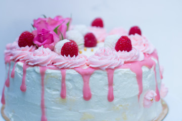 tort drip cake różowy - obrazy, fototapety, plakaty