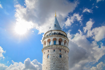 Galata Tower  in the Old Town of Istanbul, Turkey