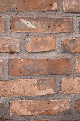 Old orange brick wall pattern. Brick background. Good wallpaper. Stock photo of old wall.