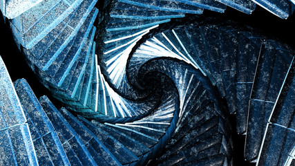 Amazing blue architecture staircase vortex displaying a trippy dmt drug alien entity vortex concept