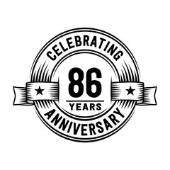 Fototapeta premium 86 years anniversary celebration logotype. Vector and illustration.